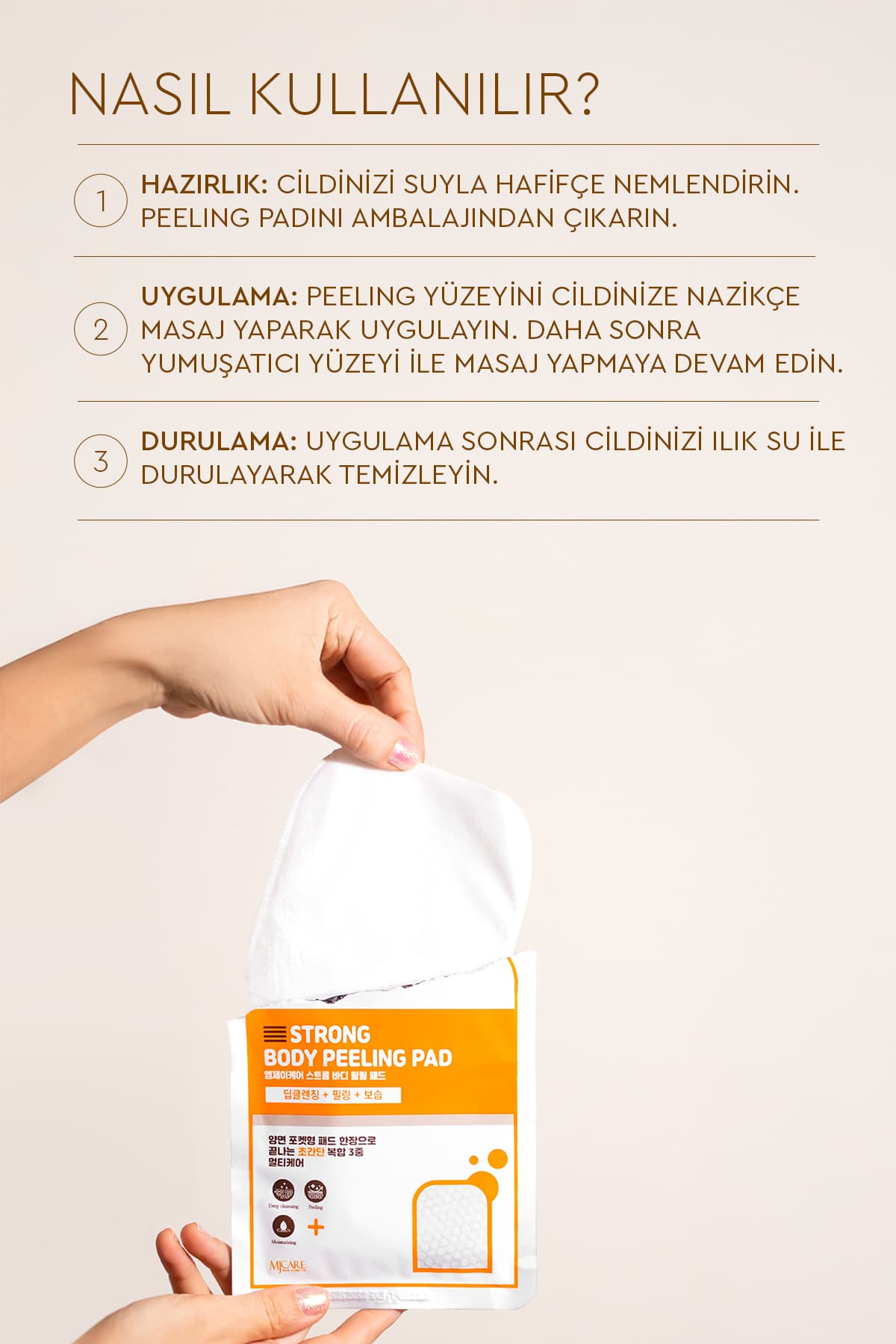 MjCare Strong Body Peeling Pad Vücut Peeling Pad